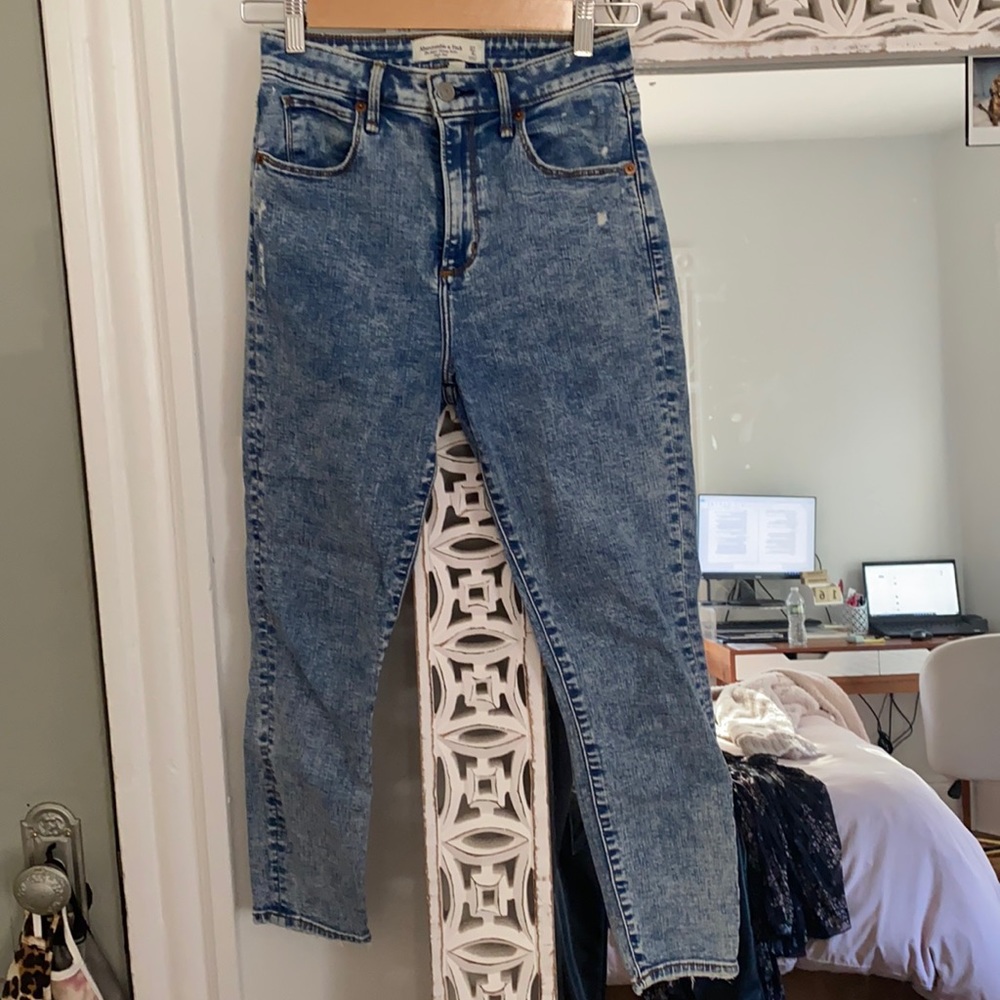 A&F High Rise Super Skinny Ankle Curve Love Jeans